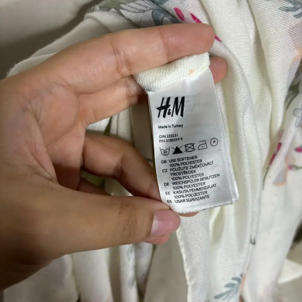 H&M White Pink Floral Lightweight Scarf